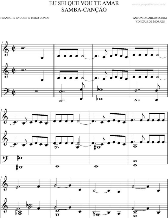 Partitura da música Eu Sei Que Vou Te Amar