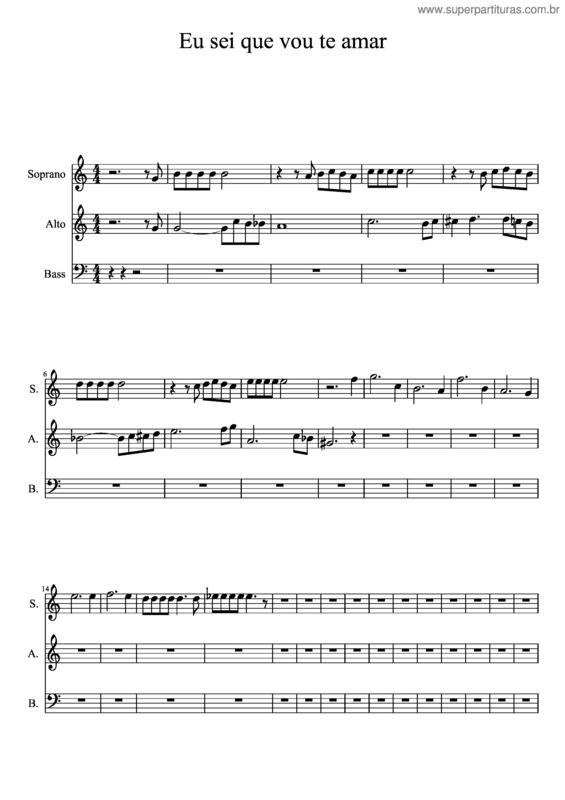 Partitura da música Eu Sei Que Vou Te Amar_Exercício