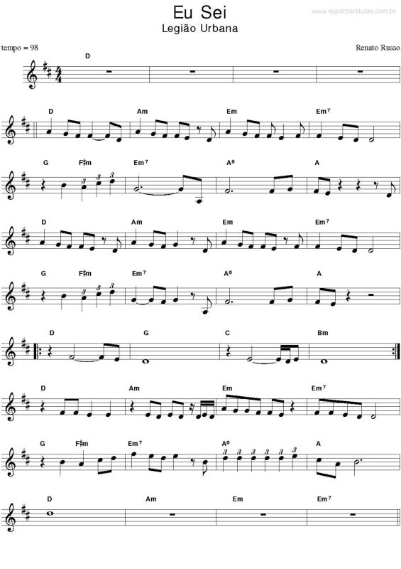 Partitura da música Eu Sei v.2