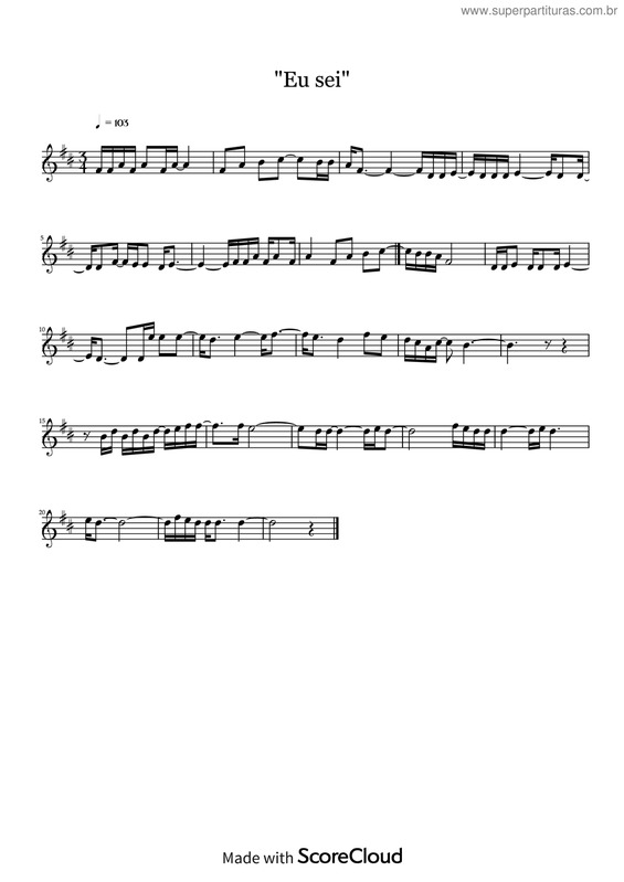 Partitura da música Eu Sei v.6