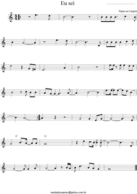 Partitura da música Eu Sei