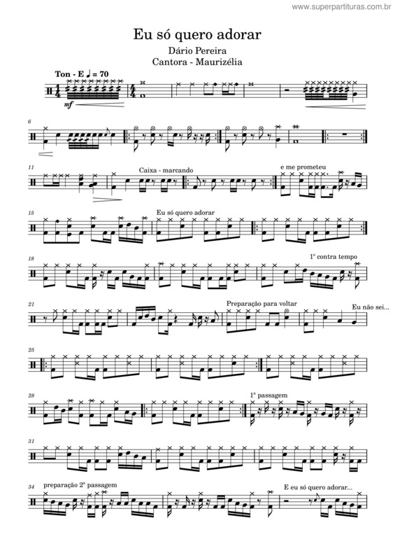 Partitura da música Eu Só Quero Adorar