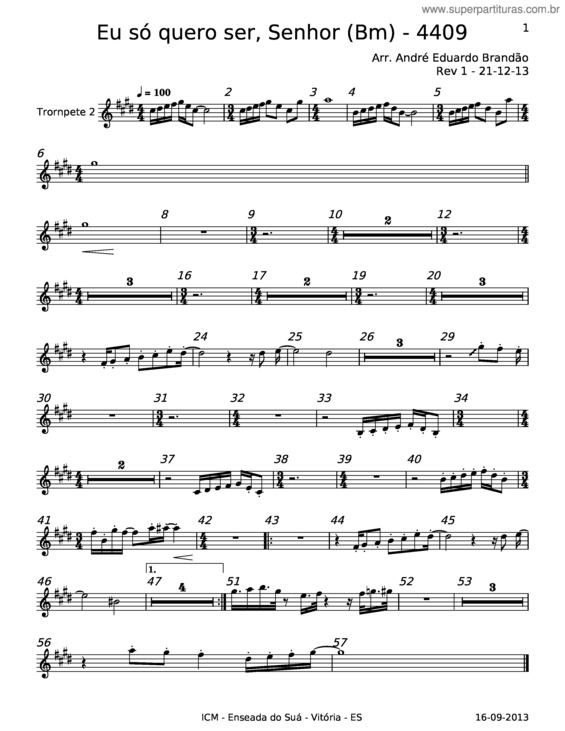 Partitura da música Eu Só Quero Ser, Senhor – Misc Praise Songs