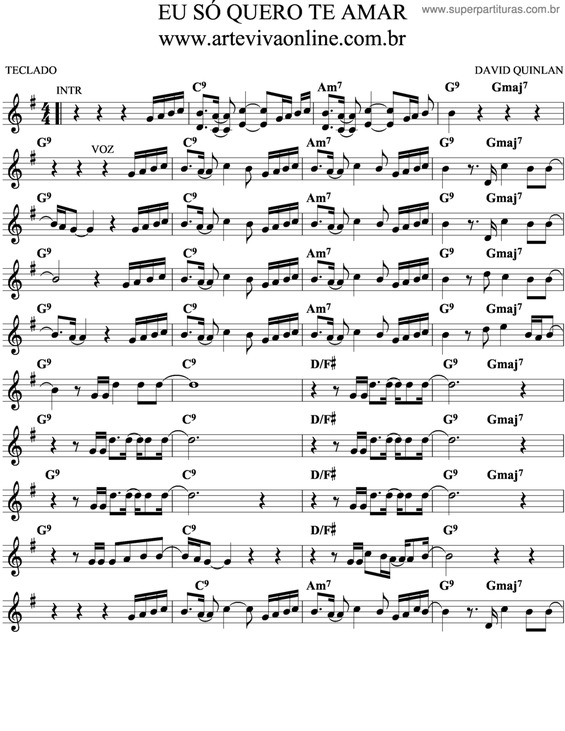 Partitura da música Eu Só Quero Te Amar