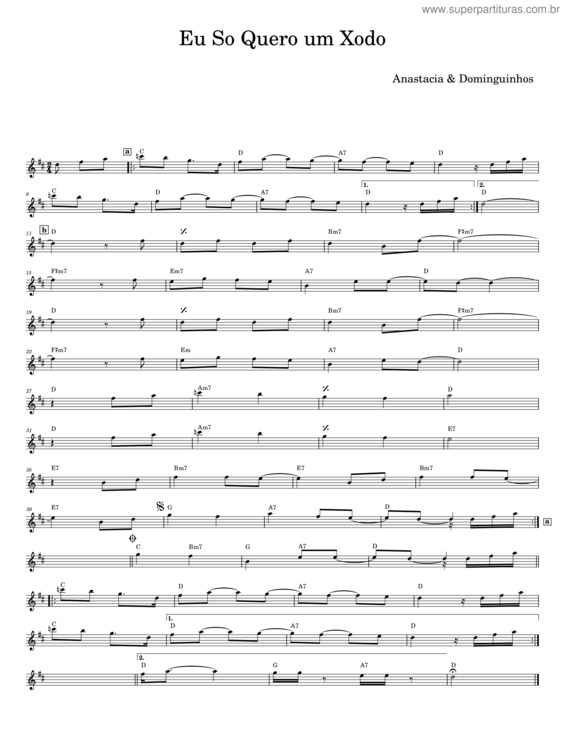 Partitura da música Eu So Quero Um Xodo – Anastacia