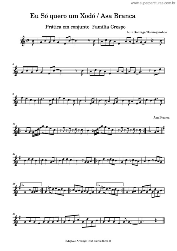 Partitura da música Eu Só Quero Um Xodó & Asa Branca