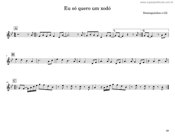 Partitura da música Eu Só Quero Um Xodó – Dominguinhos E Gil