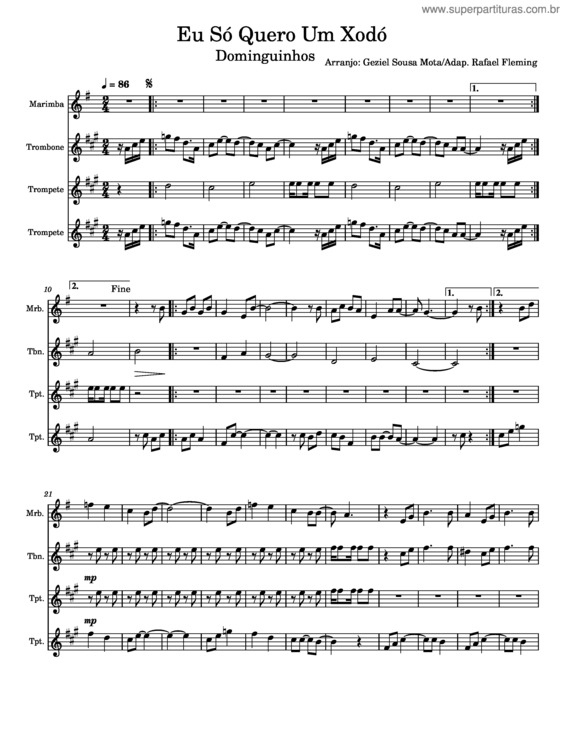 Partitura da música Eu So Quero Um Xodó – Dominguinhos Eu Só Quero Um Xodó Para Banda Marcial