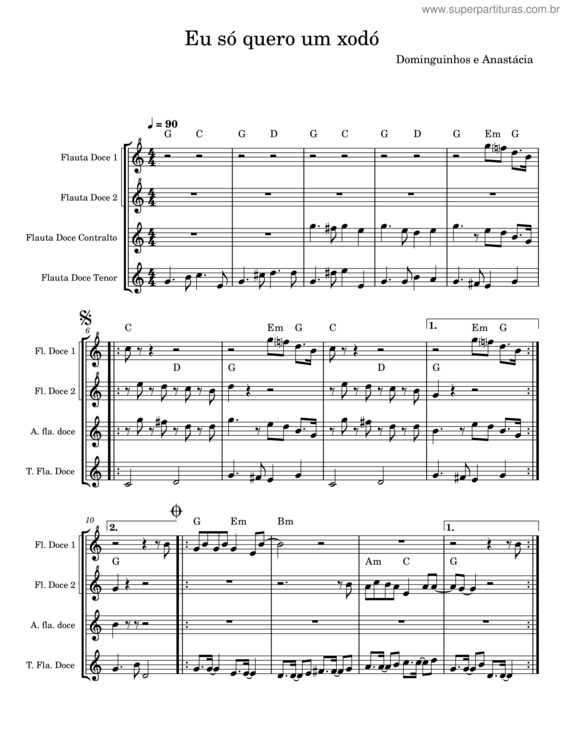 Partitura da música Eu So Quero Um Xodó – Dominguinhos v.10