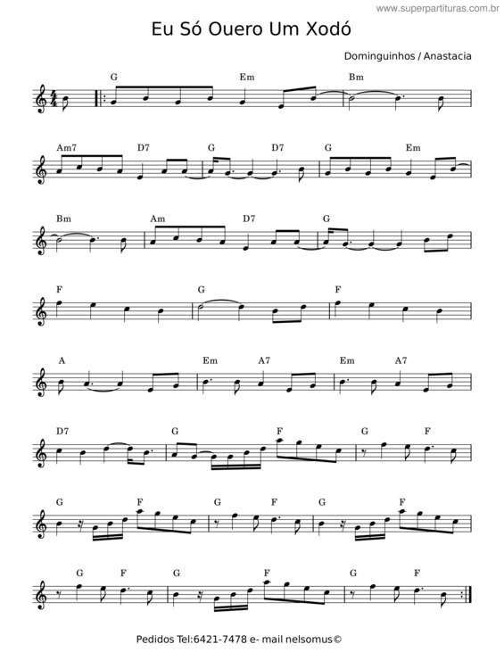 Partitura da música Eu So Quero Um Xodó – Dominguinhos v.4