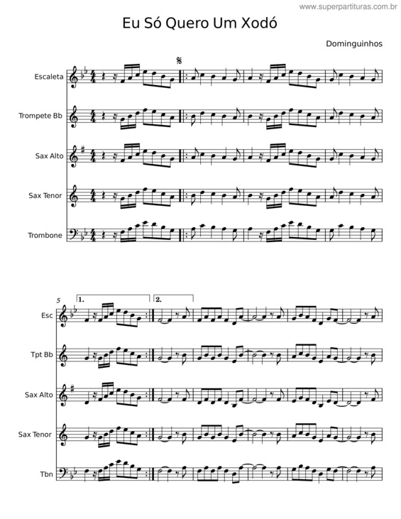 Partitura da música Eu So Quero Um Xodó – Dominguinhos v.6