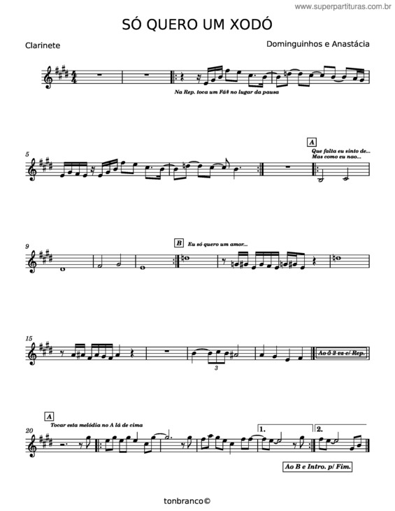 Partitura da música Eu So Quero Um Xodó – Dominguinhos v.8