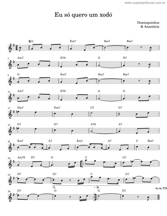 Partitura da música Eu So Quero Um Xodó – Dominguinhos v.9