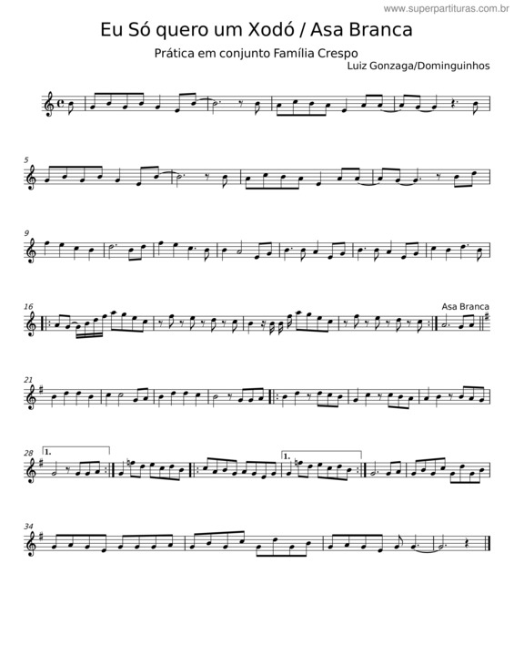 Partitura da música Eu Só Quero Um Xodó – Luiz Gonzaga v.2