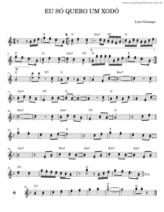 Partitura da música Eu Só Quero Um Xodó – Luiz Gonzaga v.4