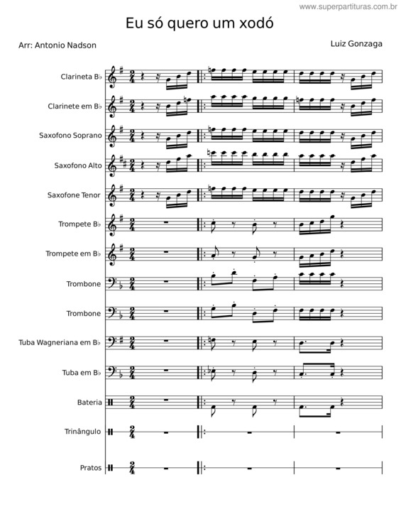 Partitura da música Eu Só Quero Um Xodó – Luiz Gonzaga