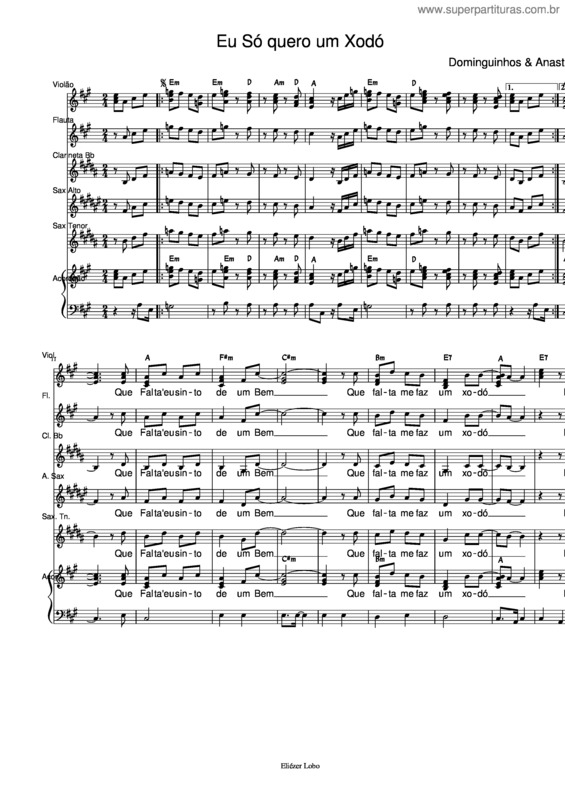 Partitura da música Eu Só Quero Um Xodó v.12