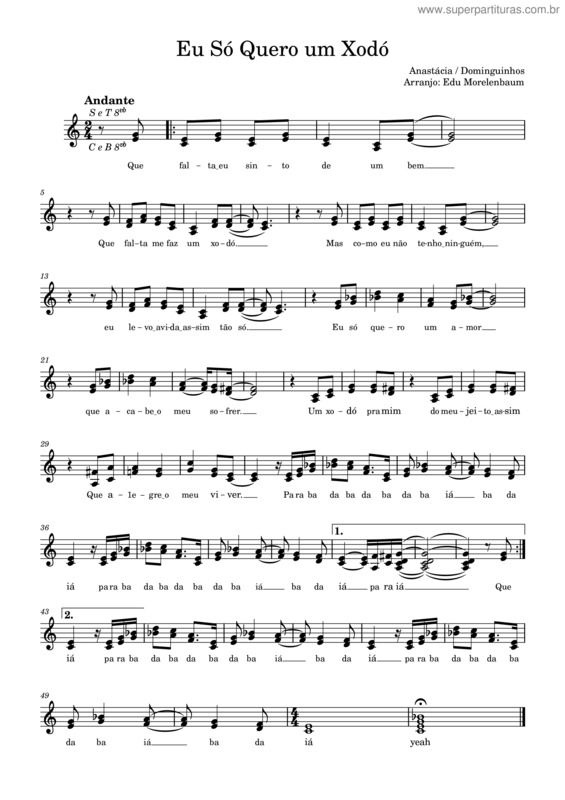 Partitura da música Eu Só Quero Um Xodó v.14