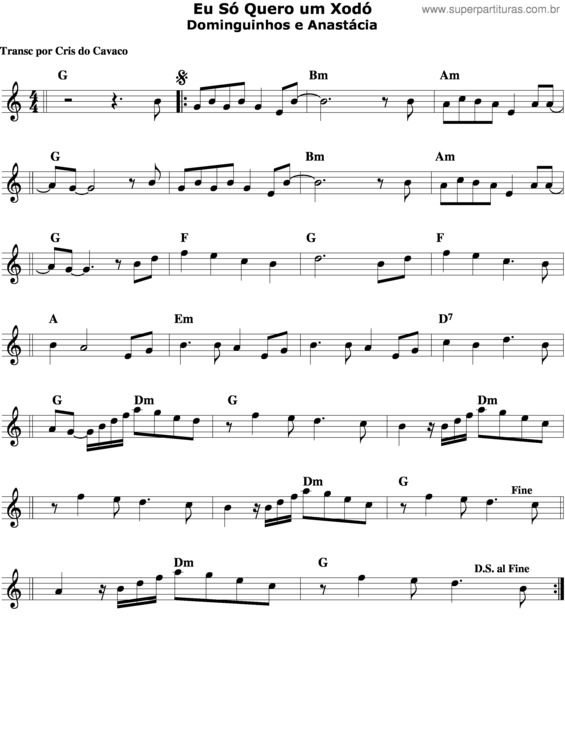 Partitura da música Eu Só Quero Um Xodó v.2