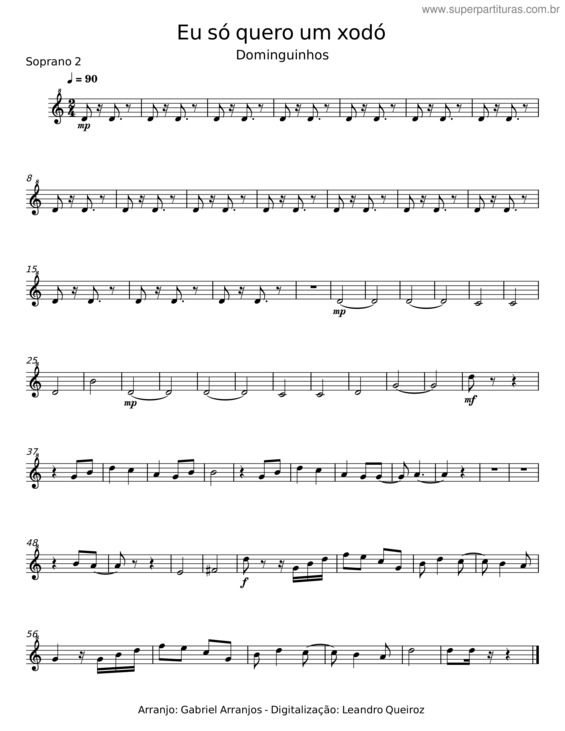 Partitura da música Eu Só Quero Um Xodó v.20