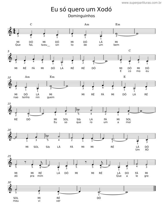 Partitura da música Eu Só Quero Um Xodó v.21