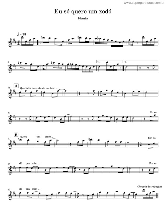 Partitura da música Eu Só Quero Um Xodó v.22