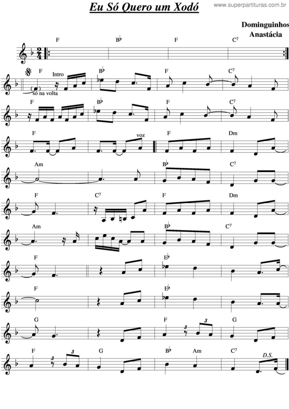 Partitura da música Eu Só Quero Um Xodó v.3