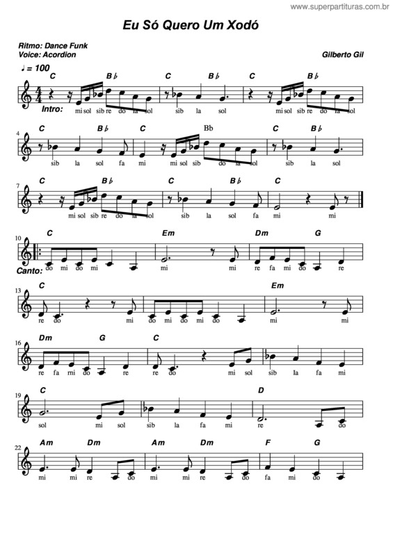 Partitura da música Eu Só Quero Um Xodó v.8