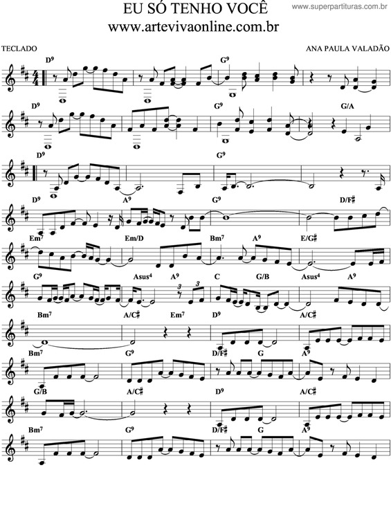 Partitura da música Eu Só Tenho Você