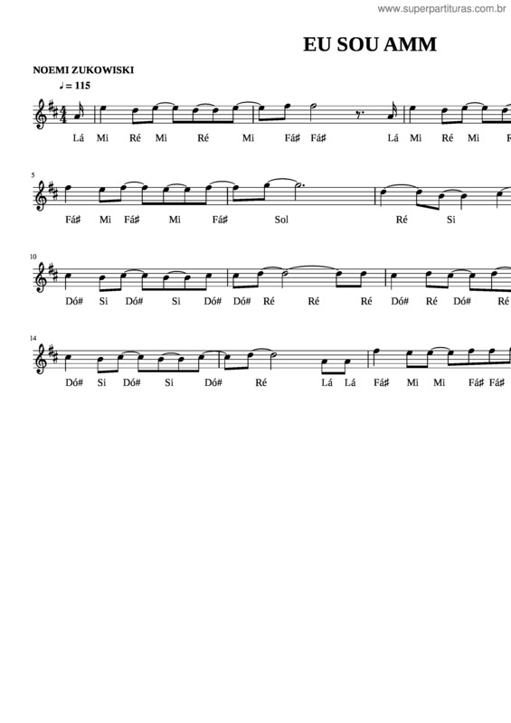 Partitura da música Eu Sou Amm v.2
