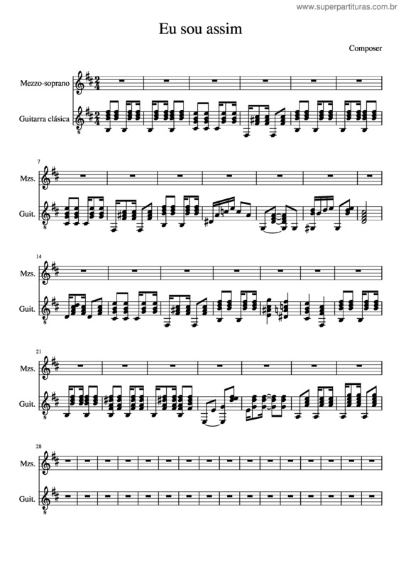 Partitura da música Eu Sou Assim