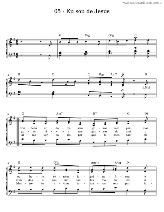 Partitura da música Eu Sou De Jesus v.4