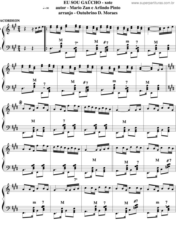 Partitura da música Eu Sou Gaucho v.2