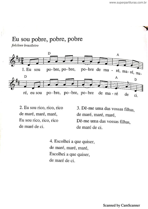 Partitura da música Eu Sou Pobre, Pobre, Pobre