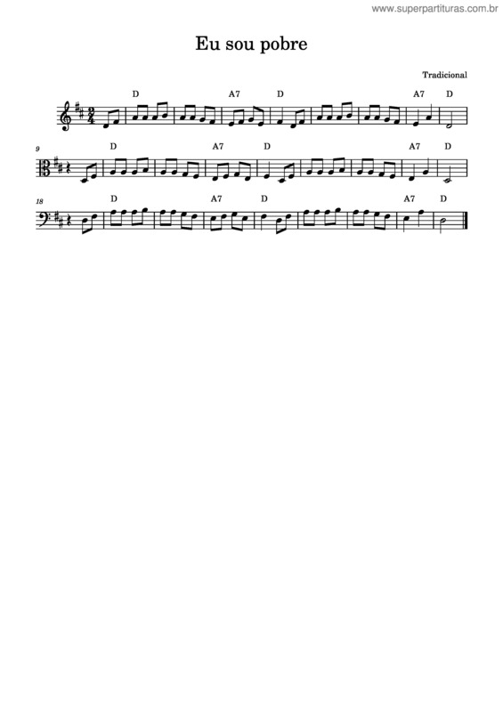 Partitura da música Eu Sou Pobre