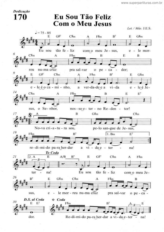 Partitura da música Eu Sou Tão Feliz Com O Meu Jesus