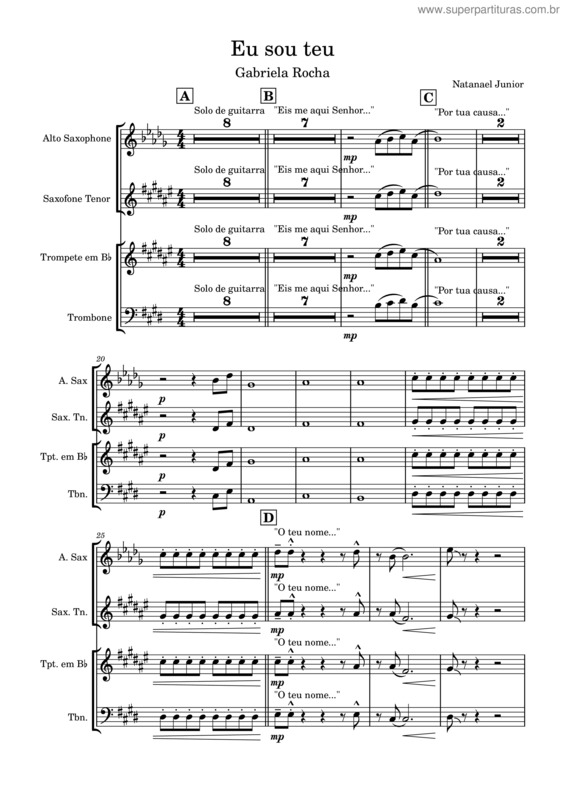 Partitura da música Eu Sou Teu – Metaleira