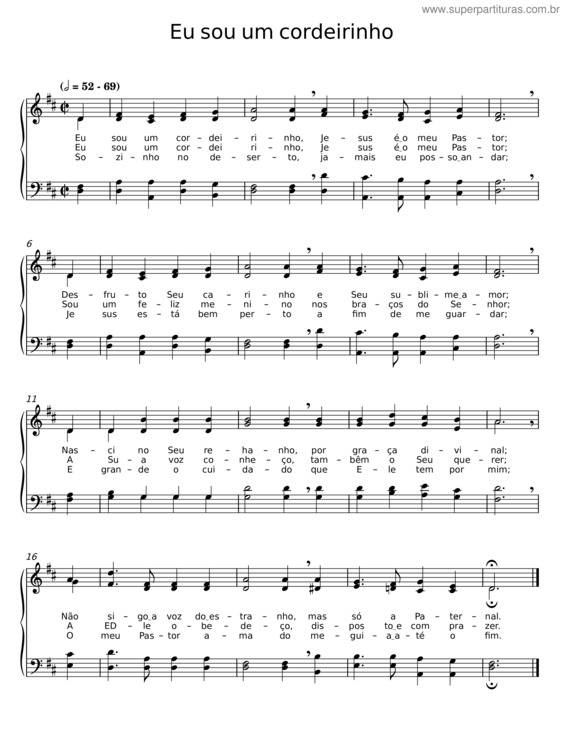 Partitura da música Eu Sou Um Cordeirinho v.2