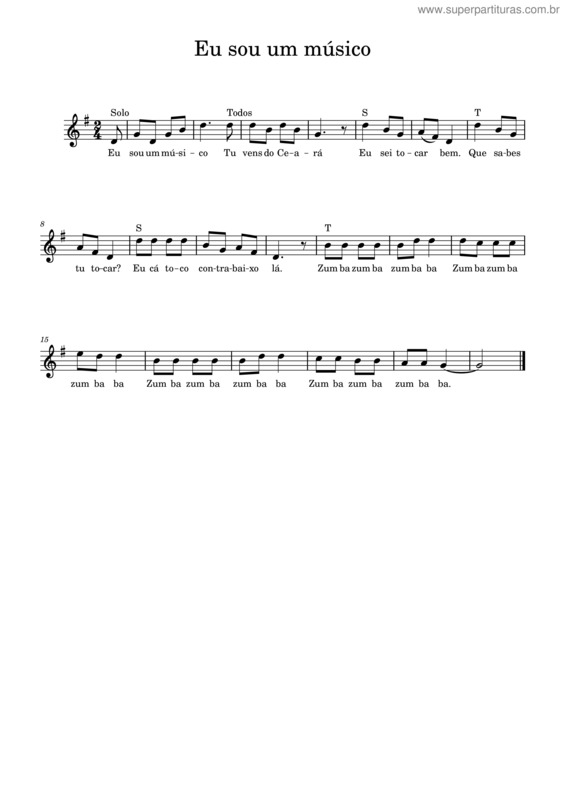 Partitura da música Eu Sou Um Músico