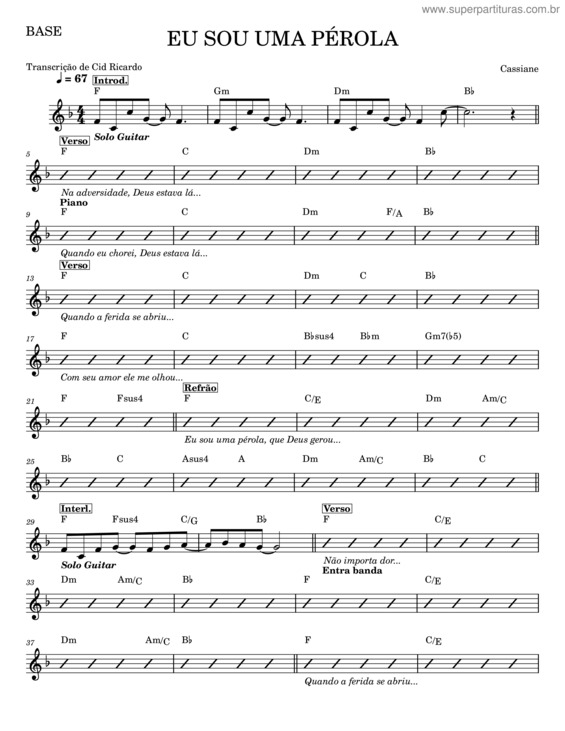 Partitura da música Eu Sou Uma Pérola – Cassiane