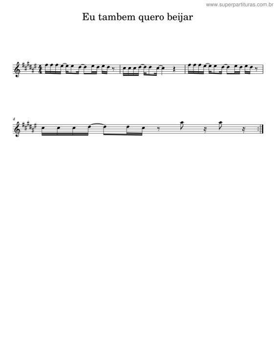 Partitura da música Eu Tambem Quero Beijar v.3