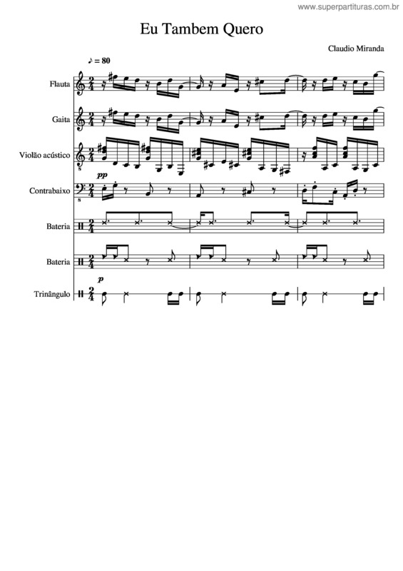 Partitura da música Eu Tambem Quero