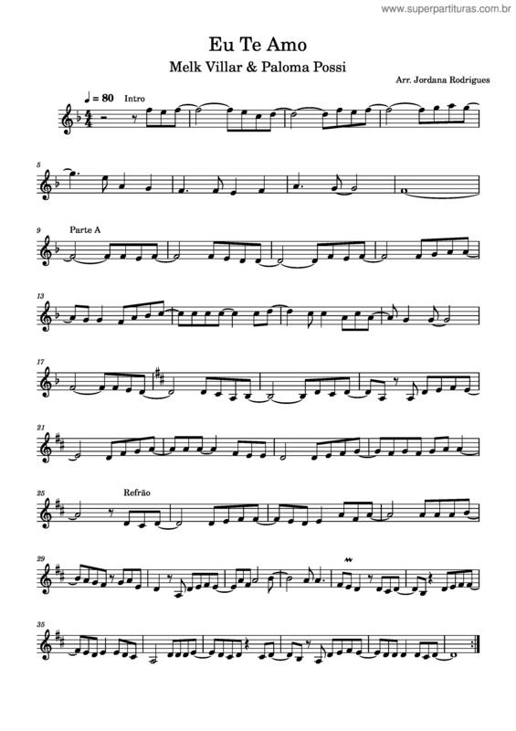 Partitura da música Eu Te Amo – Melk Villar