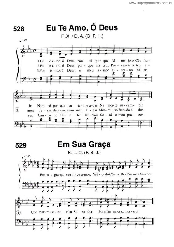 Partitura da música Eu Te Amo, Ó Deus E Em Sua Graça