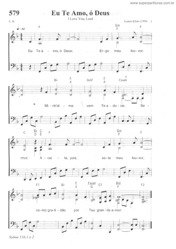 Partitura da música Eu Te Amo, Ó Deus