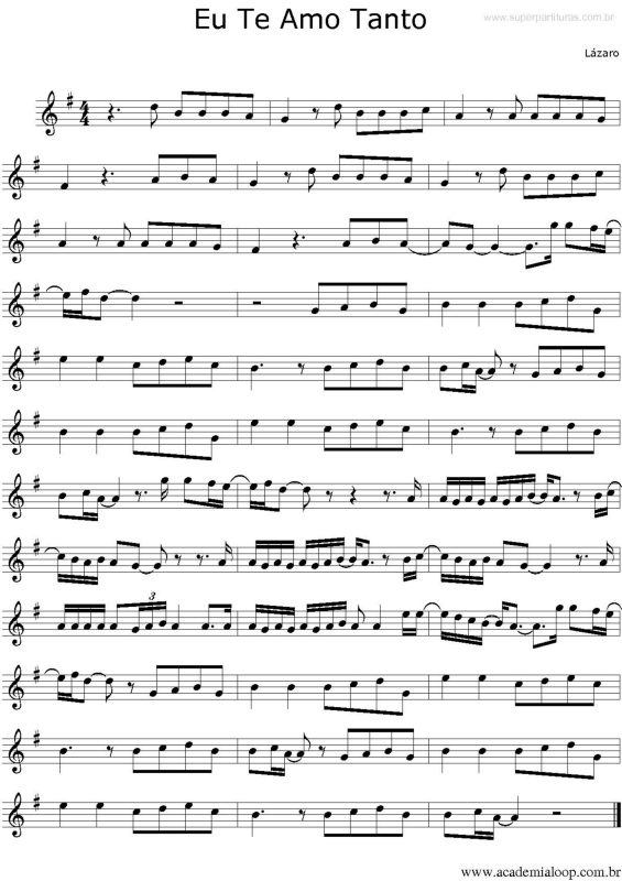 Partitura da música Eu Te Amo Tanto v.2