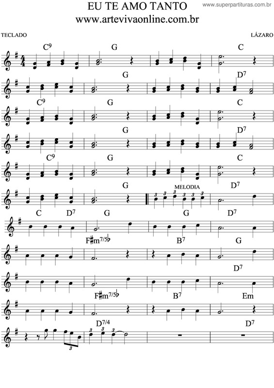 Partitura da música Eu Te Amo Tanto v.5