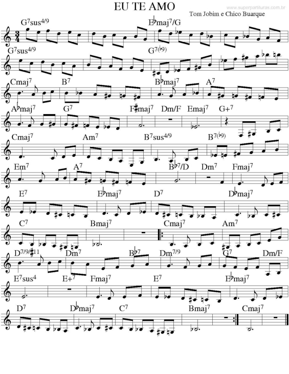 Partitura da música Eu Te Amo