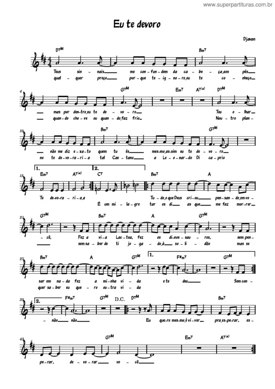 Partitura da música Eu Te Devoro – Djavan v.2