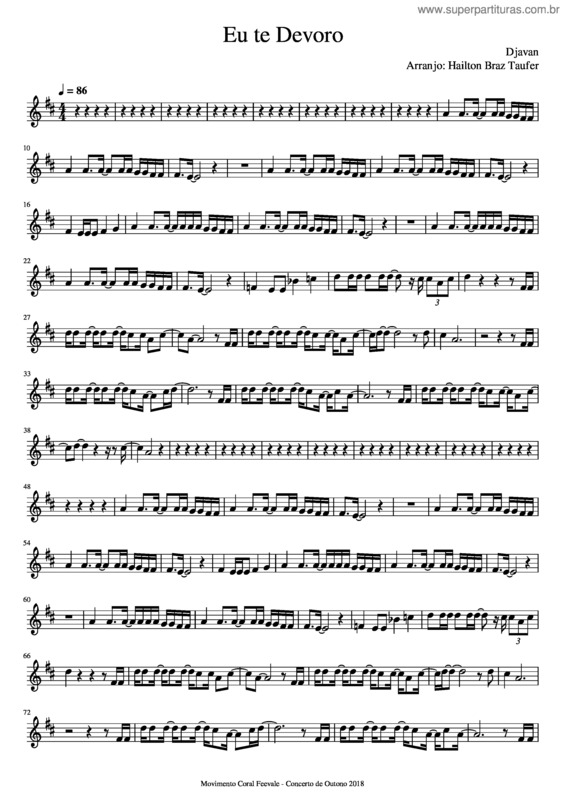 Partitura da música Eu Te Devoro – Djavan